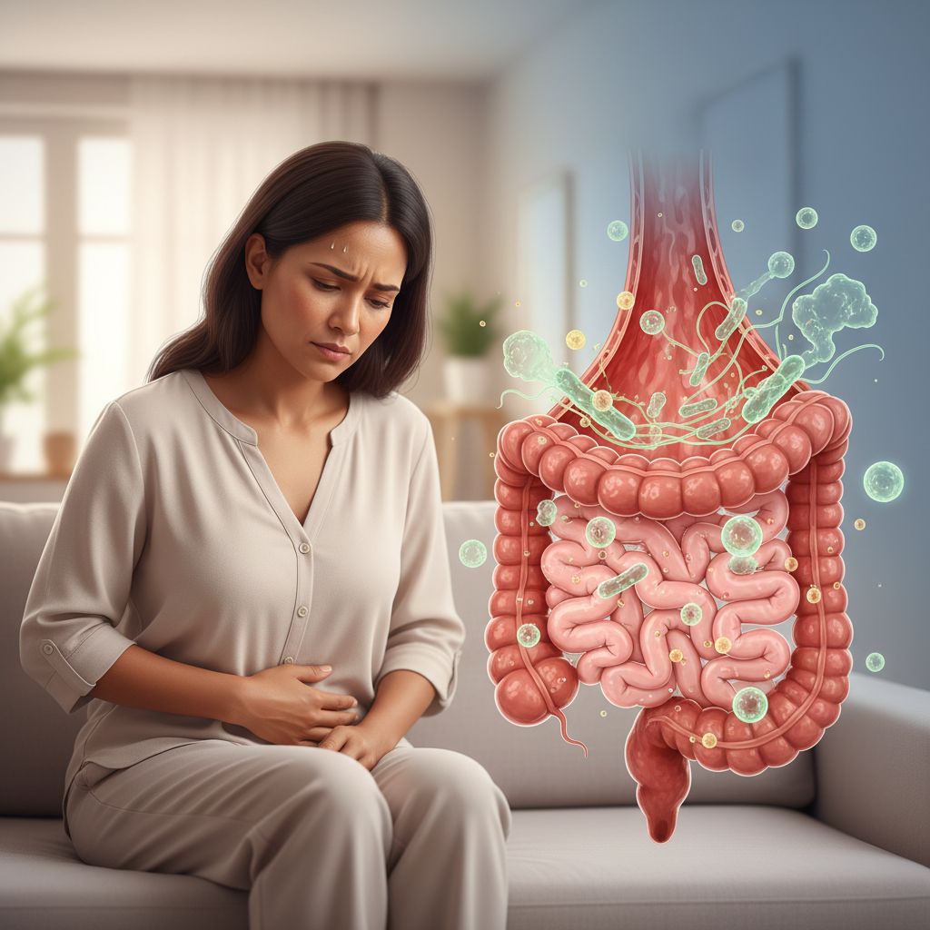 Achados microbiológicos anormais em material proveniente dos órgãos digestivos e da cavidade abdominal