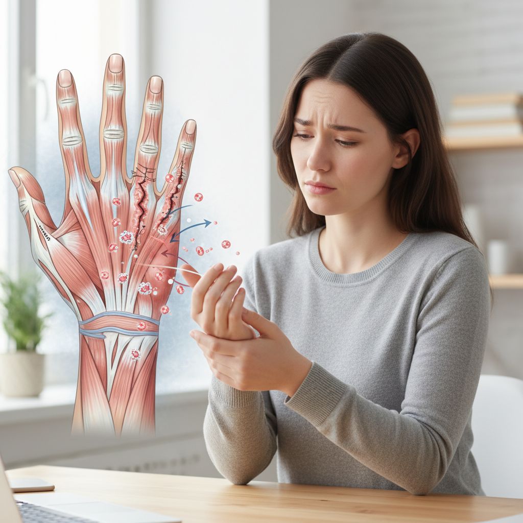 Distensão ou entorse do músculo, fáscia ou tendão intrínseco de outro dedo da mão ao nível do punho ou mão